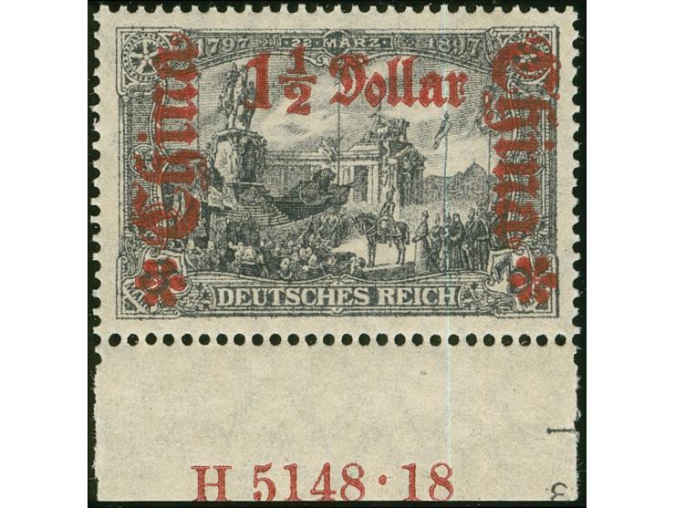 1906/18, Germania mit Wz. Kriegsdruck 26 : 17 Aufdruck nach rechts Aufdruck dunkellilarot 3 M. schwärzlichviolettgrau, Unterr