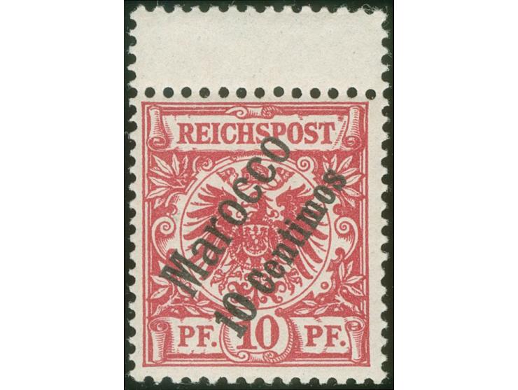 1899, Krone/Adler 10 C. auf 10 Pfg. lilarot (UV lebhaftocker), mit Zwischensteg oben, postfrisch, tadellos, unsigniert, Fotob