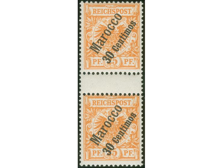 1899, Krone/Adler 30 C. auf 25 Pfg. dunkelorange, senkrechtes Zwischenstegpaar, postfrisch, tadellos, unsigniert, Fotoattest 