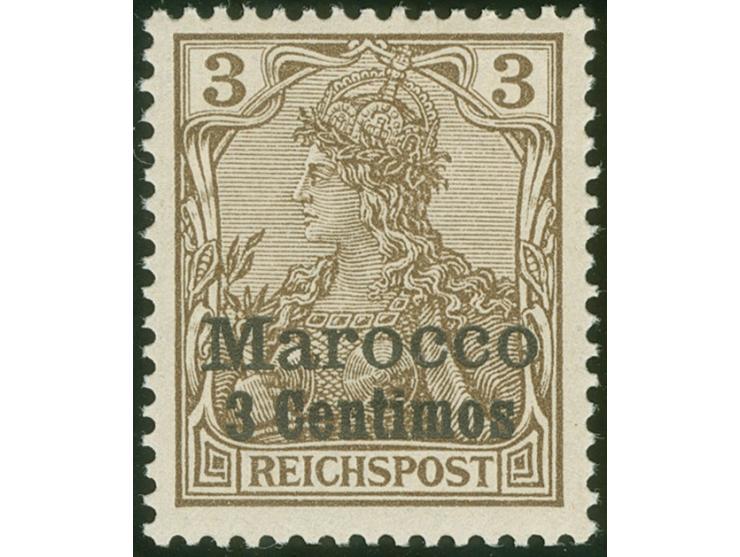 1903, Unverausgabte 3 C. auf 3 Pfg. dunkelockerbraun, postfrisch, tadellos, unsigniert