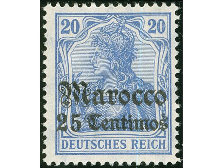 1906/11, Germania mit Wz. 25 C. auf 20 Pfg. lebhaftviolettultramarin, sauber ungebraucht, tadellos, sign., Fotobefund Jäschke