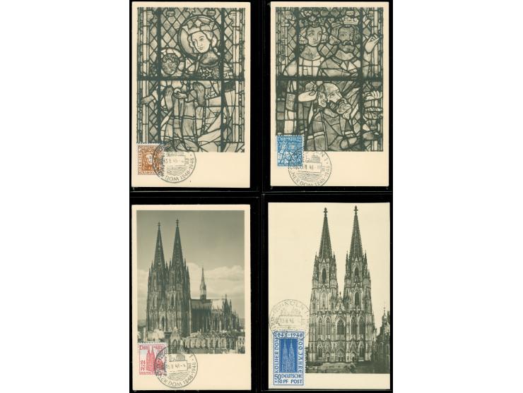 1948, Kölner Dom 6 – 50 Pfg., je mit Ersttagssonderstempel auf Maximumkarten&nbsp;