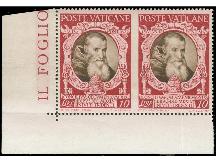 1946,Council of Trent 10 l. in horizontal pair, imperforated in centre, mnh, vf. Opinion Lummer BPP&nbsp; &nbsp;&nbsp;