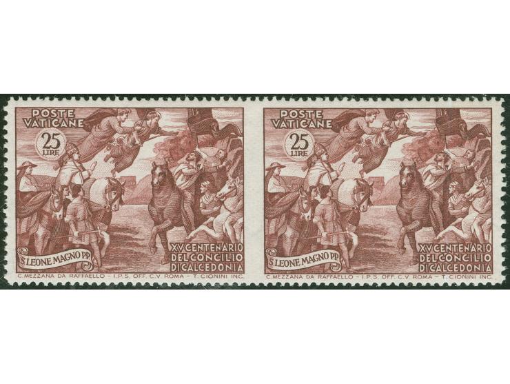 1951,Council of Chalkedon 25 l. in horizontal pair, imperforated in centre, mnh, one short perf. Opinion Lummer BPP&nbsp;