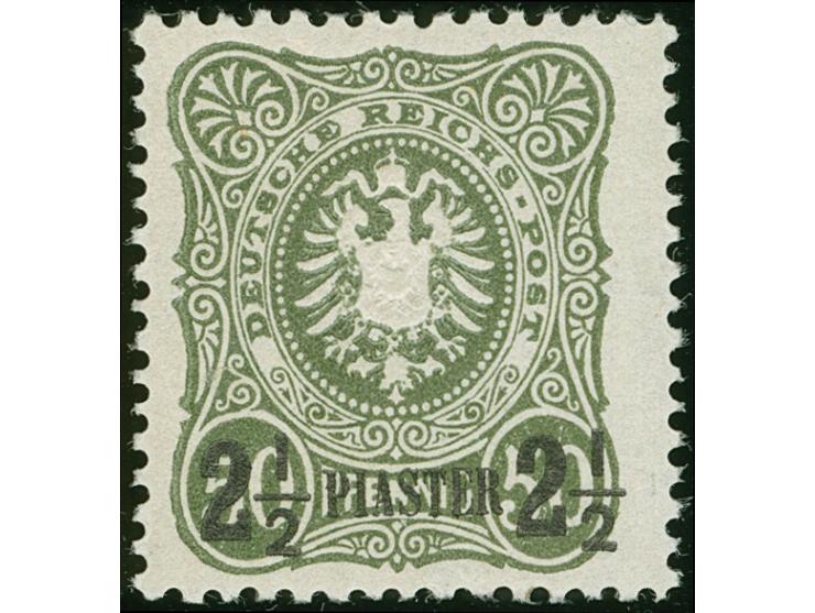 1884, Aufdruck auf Pfennig 2 ½ Pia. auf 50 Pfg. oliv, breite Marke, sauber ungebraucht, tadellos, sign. u. a. Drahn, Fotobefu