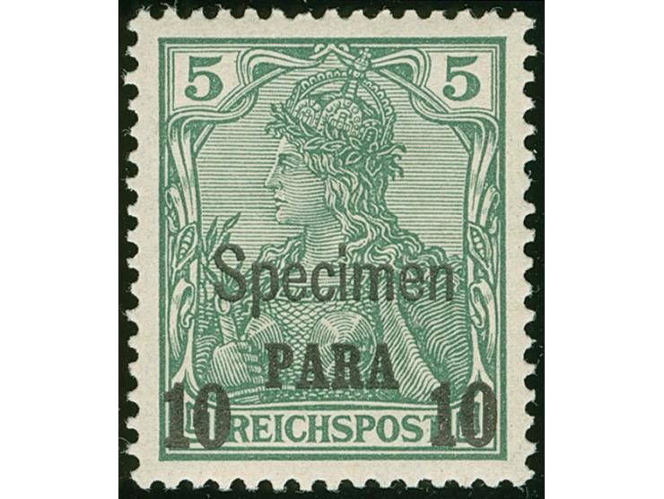 1900, Aufdrucktype I 10 P. auf 5 Pfg. dunkelgrün, mit Aufdruck “Specimen”, postfrisch, tadellos, sign. HK