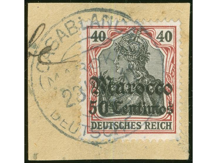 1906/11, Germania mit Wz. 50 C. auf 40 Pfg. dunkelrötlichkarmin/braunschwarz, sauber gestmepelt “CASABLANCA (MAROKKO) DP 28/7