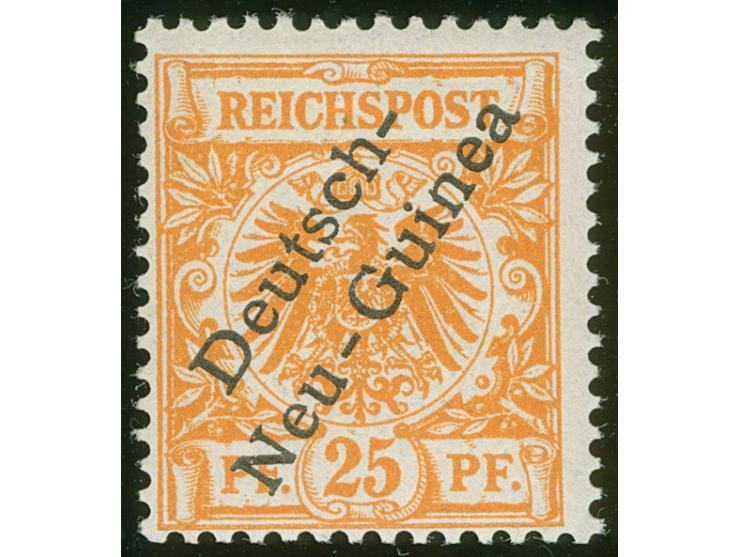 1897, Aufdruckausgabe 25 Pfg. gelblichorange, mit Plattenfehgler “farbiger Punkt neben linker unterer Bandrolle”, postfrisch,