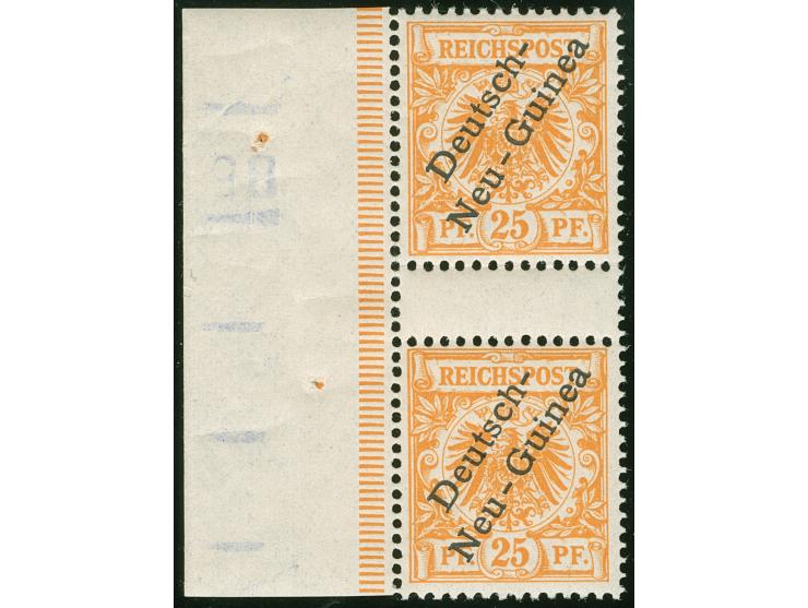 1897, Aufdruckausgabe 25 Pfg. gelblichorange, senkrechtes Zwischenstegpaar mit linkem Seitenrand, postfrisch, tadellos, unsig
