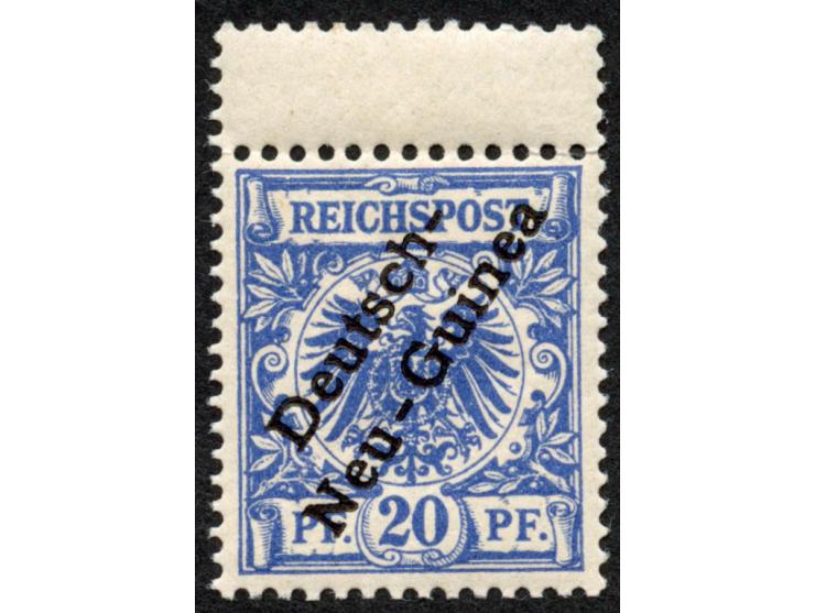 1897, Aufdruckausgabe 20 Pfg. violettultramarin, mit Aufdruckfehler “senkrechter Strich des h in Deutsch sehr dünn” (Aufdruck