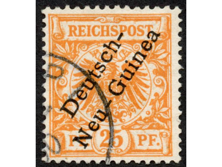 1897, Aufdruckausgabe 25 Pfg. gelblichorange, mit Aufdruckfehler “senkrechter Strich des h in Deutsch sehr dünn” (Aufdruckfel