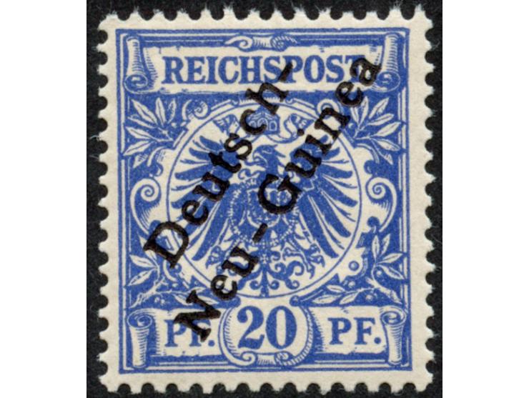 1897, Aufdruckausgabe 20 Pfg. violettultramarin, mit Aufdruckfehler “c in Deutsch verstümmelt” (Aufdruckfeld 60), postfrisch,