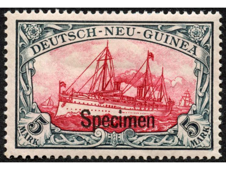 1900/01, Kaiseryacht ohne Wz. 5 M. grünschwarz/dunkelkarmin, mit Aufdruck “Specimen”, sauber ungebraucht, tadellos, sign. Geo