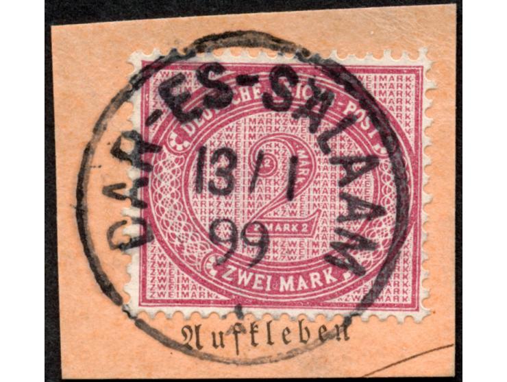 1890/99, Innendienst 2 M. dunkelrotkarmin, mit Plattenfehler “große Unterbrechung in der Guillolche unten links”, sauber gest