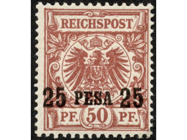 1893, waagerechter Aufdruck 17,8 mm breit 25 P. auf 50 Pfg. mittelbraunrot, postfrisch, tadellos, sign. Dr. Steuer VÖB