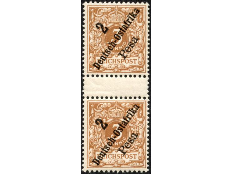 1896, diagonaler Aufdruck 2 P. auf 3 Pfg. hellockerbraun, senkrechtes Zwischenstegpaar, postfrisch, tadellos, unsigniert, Bef