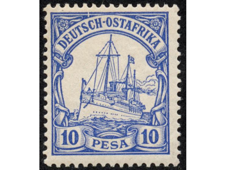 1901, Kaiseryacht ohne Wz. 10 P. violettultramarin, mit Plattenfehler “Bruch im Pberrand über C in Deutsch”, sauber ungebrauc