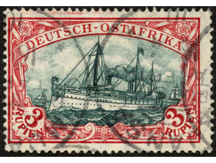 1905/20, Kaiseryacht mit Wz. Friedensdruck gez. 26:17 3 R. dunkelrot/grünschwarz, mit Plattenfehler “Retusche in der Wolke üb