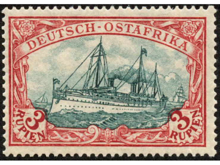 1905/20, Kaiseryacht mit Wz. Kriegsdruck gez. 25:17 Rahmenzeichnung Type III Mittelstück Type II 3 R. dunkelrot/grünschwarz, 