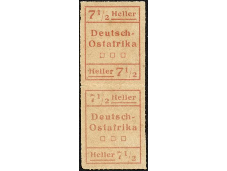 1916, Wuga-Ausgabe 7 ½ H. rot, senkrechtes Typenpaar mit Type I oben und Type II unten, ungebraucht ohne Gummi, links angetre