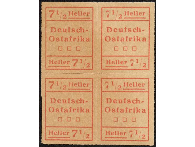 1916, Wuga-Ausgabe 7 ½ H. rot, Viererblock mit zwei waagerechten Typenpaaren, ungebraucht ohne Gummi, leicht angetrennt, sons