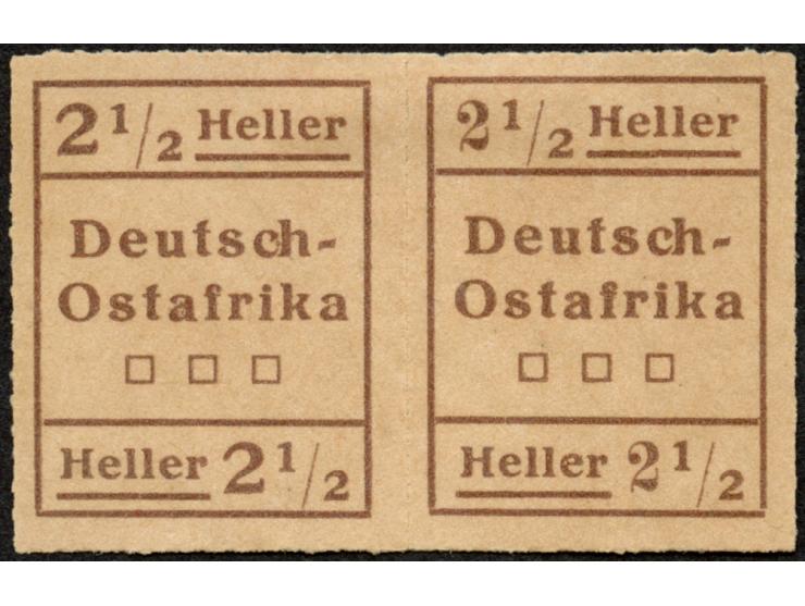 1916, Wuga-Ausgabe 2 ½ H. schwärzlichbraun, waagerechtes Typenpaar, Type I links, Type II rechts, ungebraucht ohne Gummi, tad