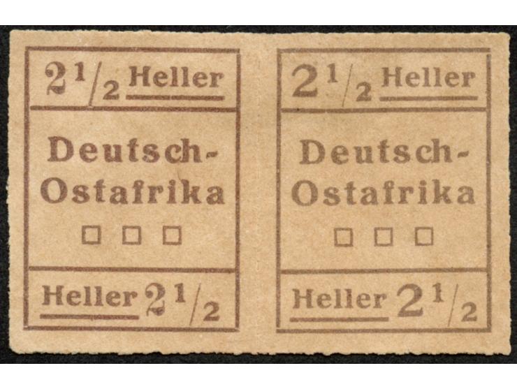 1916, Wuga-Ausgabe 2 ½ H. schwärzlichbraun, waagerechtes Typenpaar, Type II links, Type I rechts, ungebraucht ohne Gummi, tad