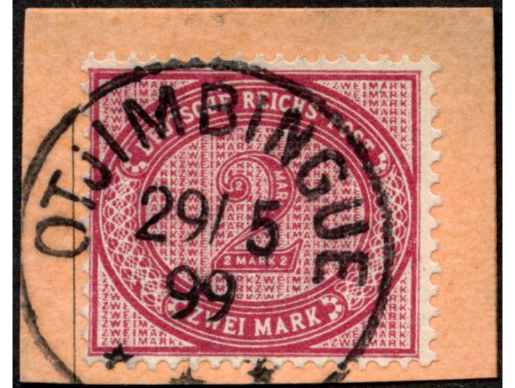 1892/99, Innendienst 2 M. dunkelrotkarmin, mit Plattenfehler “große Unterbrechung in der Guilloche unten links”, sauber geste