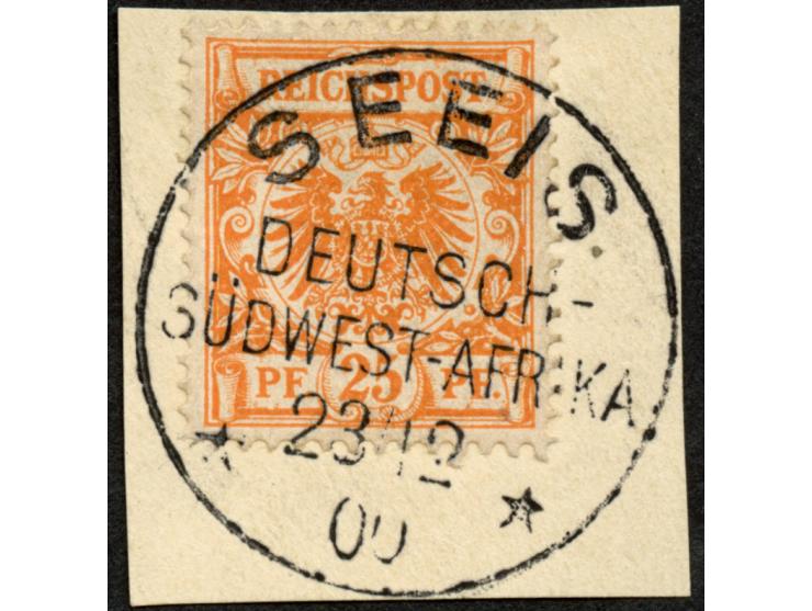 1900, Krone/Adler 25 Pfg. gelblichorange, sauber gestempelt “SEEEIS 23/12 00” auf Briefstück, tadellos, sign. Steuer BPP