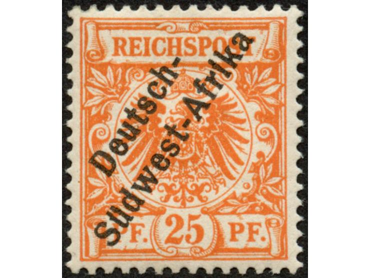 1897/99, Deutsch-Südwest-Afrika 25 Pfg. dunkelorange, sauber ungebraucht, tadellos, Befund Steuer BPP (2016)