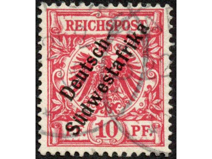 1898/99, Deutsch-Südwestafrika 10 Pfg. dunkelrosa, lebhaftocker quarzend, sauber gestempelt “OMARURU 22/2 00”, tadellos, sign