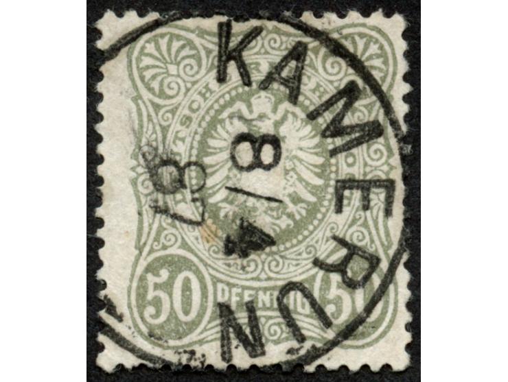1887/89, Pfennig 50 Pfg. mittelgraugrün, sauber gestempelt “KAMERUN 8/4 87”, tadellos, sign. Dr. Steuer VÖB