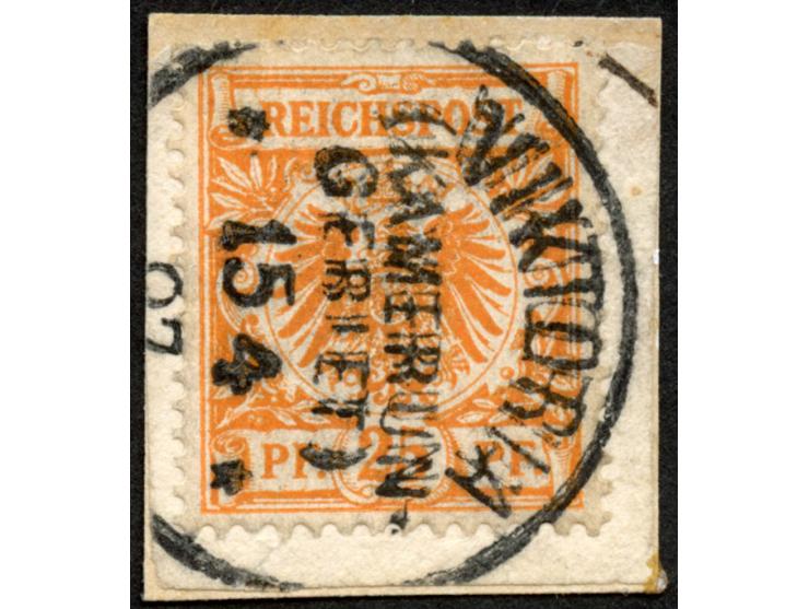 1890/1900, Krone/Adler 25 Pfg. gelblichorange, sauber gestempelt “VIKTORIA (KAMERUN-GEBIET) 15/4 97” auf Briefstück (auf Unte