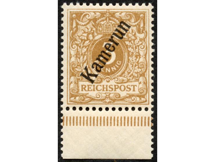 1897, Aufdruckausgabe 3 Pfg. hellocker, Unterrandstück, postfrisch, tadellos, unsigniert, Fotoattest Jäschke-L. BPP (2008)