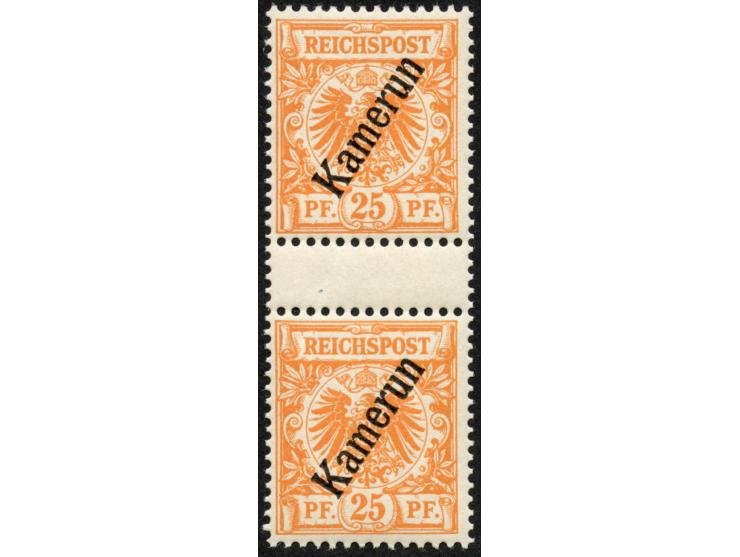 1897, Aufdruckausgabe 25 Pfg. gelblichorange, senkrechtes Zwischenstegpaar, postfrisch, tadellos, unsigniert, Kurzbefund Steu