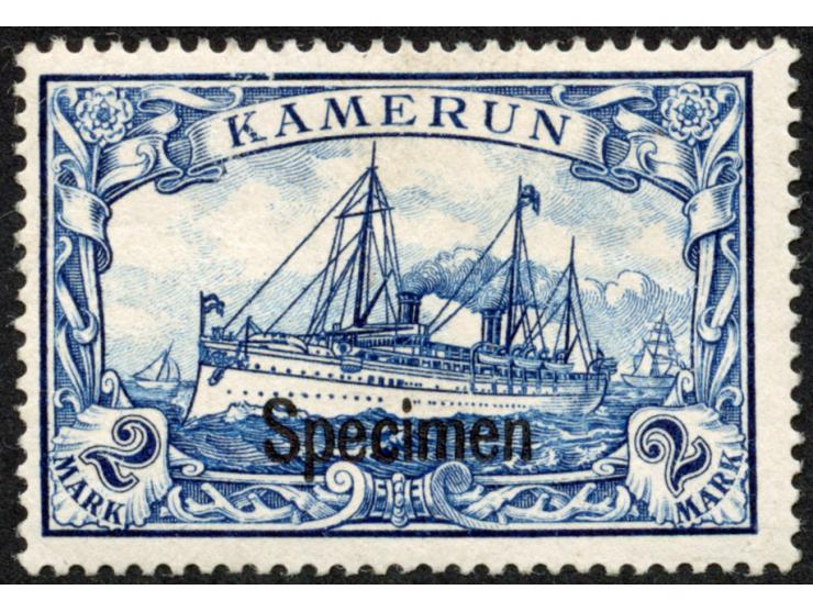 1900, Kaiseryacht ohne Wz. 2 M. schwärzlichblau, mit Aufdruck “Specimen”, sauber ungebraucht, tadellos, Kurzbefund Steuer BPP