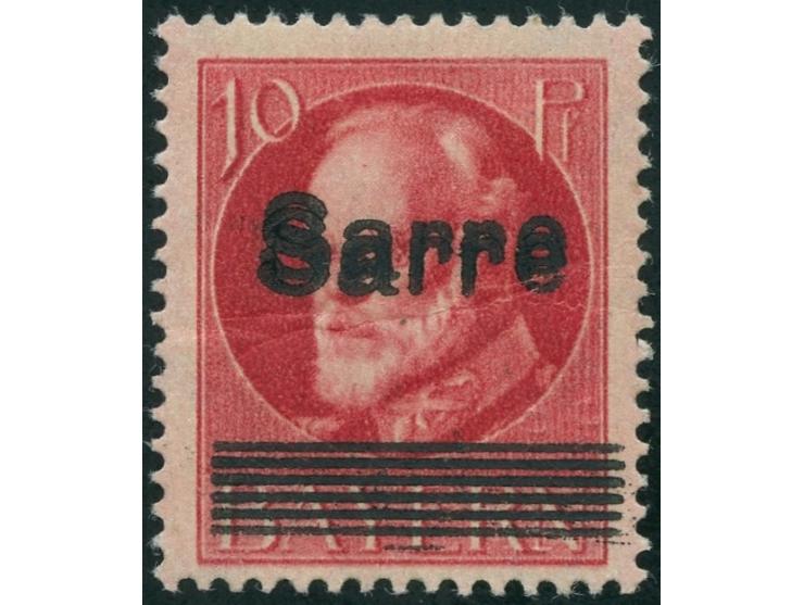 1920, Ludwig 10 Pfg., mit Doppelaufdruck, ungebraucht mit herstellungsbedingter Papierwelle, einwandfrei. Es sind nur zwei Bo