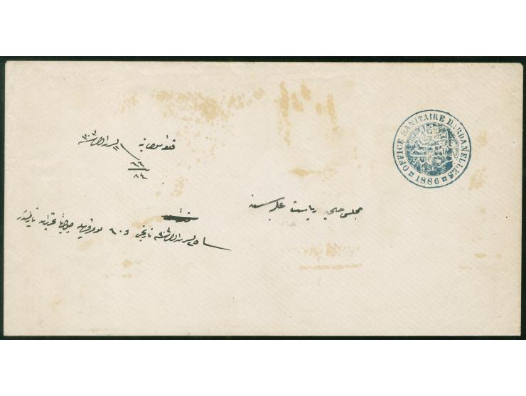 1887 (1303), blue handstamp on front and reverse of envelope "OFFICE SANITAIRE / DARDANELLES 1886" sent from the Sanitary Off