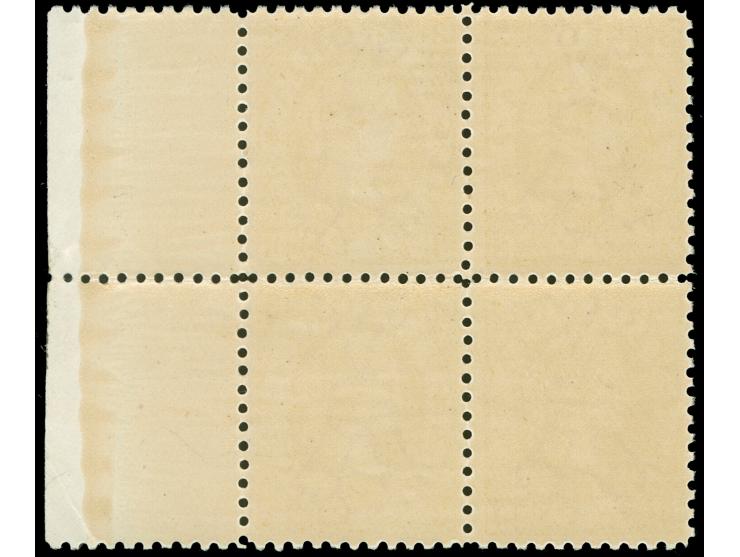 1905-13, 3 d. orange-brown, variety “Inverted wmk. Crown over A”, perf. 11, mint never hinged, right margin block of four, fr