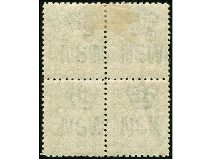 1882-85, 3 d. yellow-green, overprinted "OS" in black (5,5 mm), block of four, wmk. Crown over NSW, perf. 10x12, unused, bott