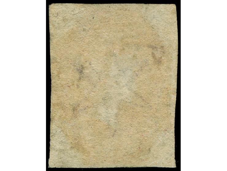 1857-1859, QV 4 d. dull rose, watermark star, white paper, complete to wide margins around, central thin and repaired with to
