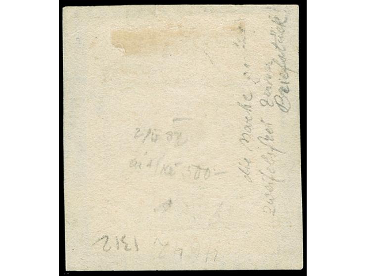 1853, Maria II 5 r. light brown, full to wide margins, clearly cancelled with numeral ‘56’ (BRAGA) on paper backing, colour f
