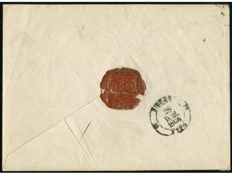 1864, Russia 10 kop. black stationery envelope with stamped impression at upper left on address side used in 1864 from KALISZ