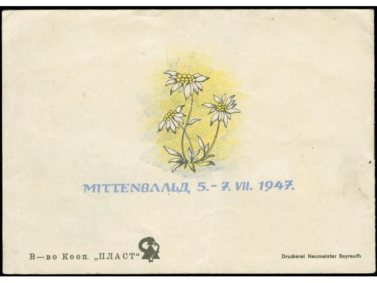 1947, “Ukrainian Scouts Jamboree 1947” Stamp booklet with 16 different stamps for scouts, tiny crease, otherwise fine and sca