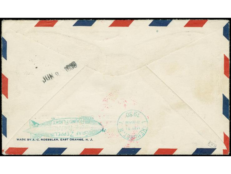 1930, Südamerikafahrt 2 M. zwei Einzelwerte und 4 M. je mit Stempel "FRIEDRICHSHAFEN 18.5.30" auf entsprechendem Zeppelinbrie