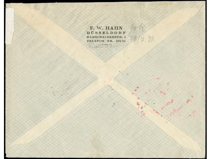 1931, Polarfahrt 1 M. und 2 M. sowie Zeppelin 1 M. mit Stempel "FRIEDRICHSHAFEN 24.7." als portogerechte Frankatur auf Brief 