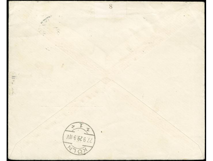 Schweizfahrt 1929, Abwurf Genf, Bordpost 26.9., Brief mit 75 rp. Flugpost, Bordstempel 16.10. vs., Luftpost Köln 2 in rot, le