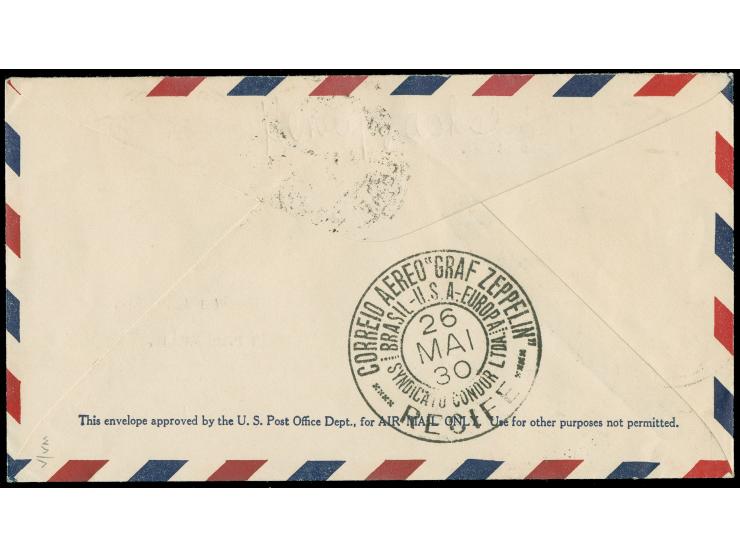 1930, Brasilien Rio-Pernambuco, Brief mit 5.000 Rs grün Aufdruck USA und Beifr. 300 Rs ab Rio 24.5.30 nach Pernambuko mit rs.