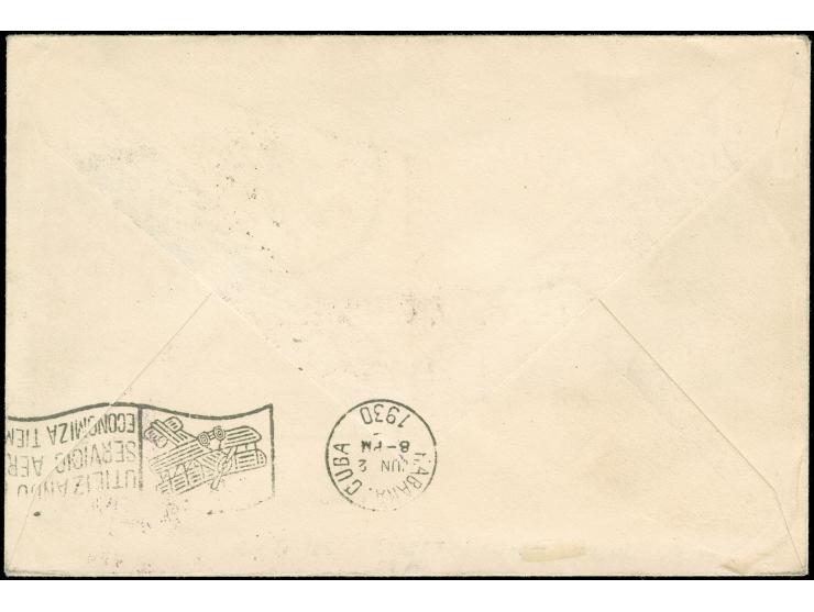 1930, Brasilien Rio-New York, Brief mit 10.000 auf 20.000 Rs blau und Beifr. 300 Rs ab Rio 24.5.30 nach Cuba mit rs. Ank-St.
