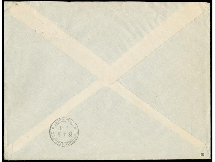 1931, Landungsfahrt nach Ägypten, ägyptische Post, Rückfahrt mit Sonderstempel "CAIRE 10.4.31", Brief mit Sondermarke 100 auf